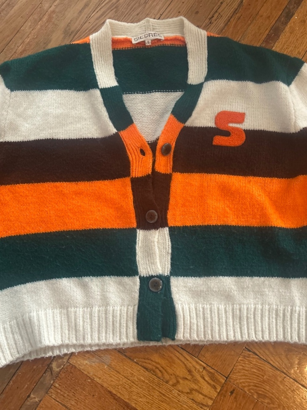SIEDRÉS Siedres Amber Striped Knitted Cardigan Small